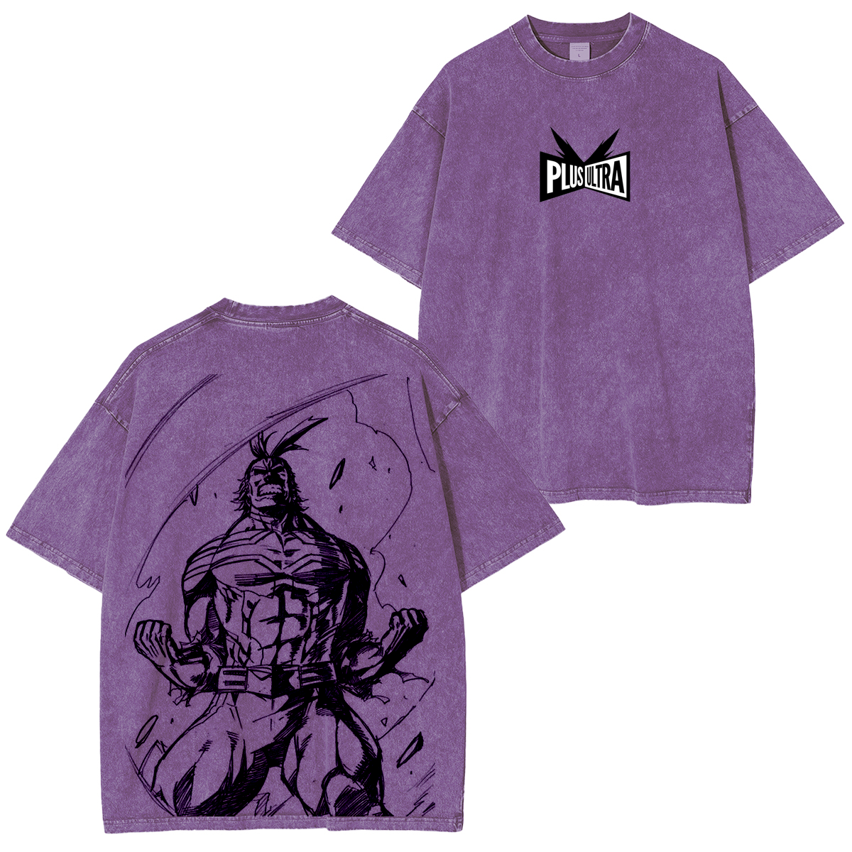 My Hero Academia Double Print Oversize Anime Manga Acid Washed Cotton T-ShirtDouble Print Oversize Anime Manga Acid Washed Cotton T-Shirt