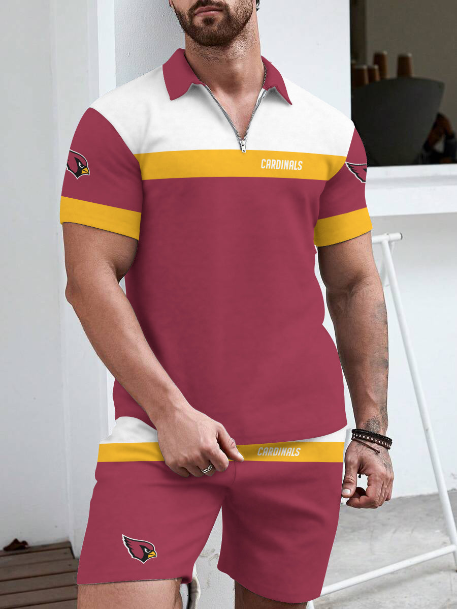 Arizona Cardinals  Limited Edition ZIP Polo Shirt And Shorts Two-Piece Suits
