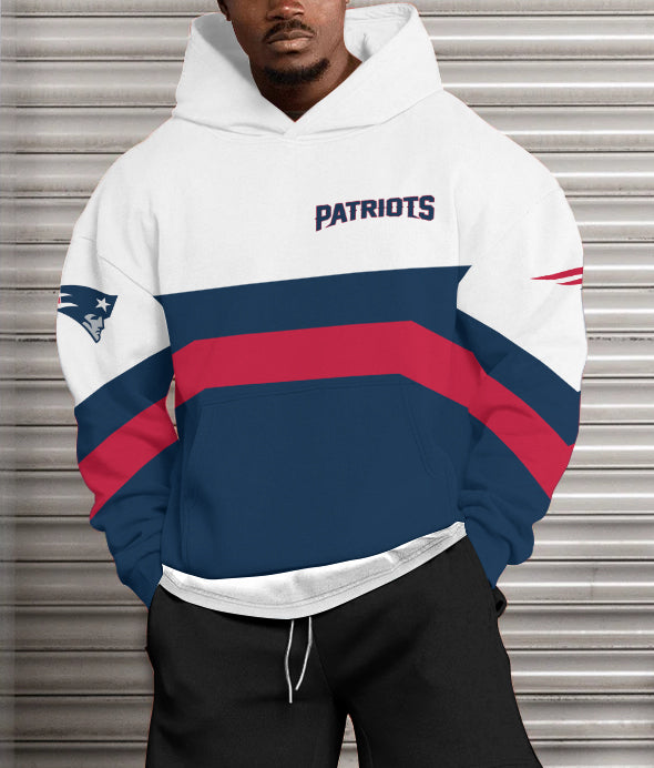 New England Patriots  Printed Hooded Pocket Pullover Hoodie