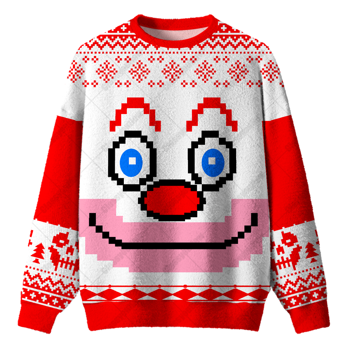 PIXEL CLOWN UGLY CHRISTMAS SWEATSHIRT — image 1