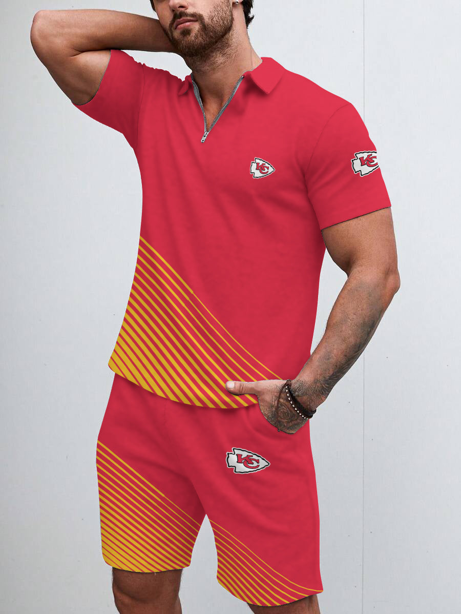 Kansas City Chiefs  Limited Edition ZIP Polo Shirt And Shorts Two-Piece Suits