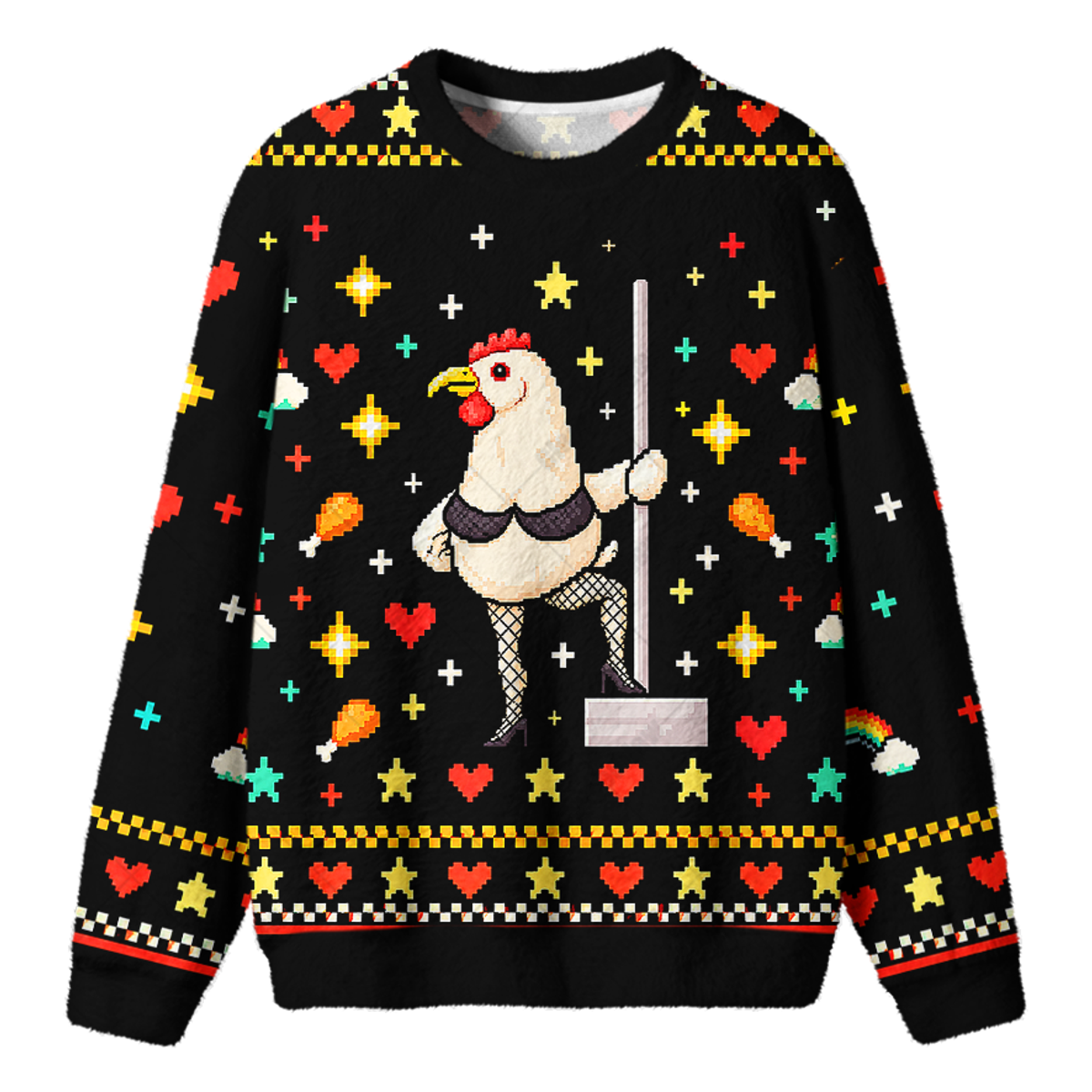 STAGE POLE CHICKEN UGLY CHRISTMAS SWEATSHIRT — image 1