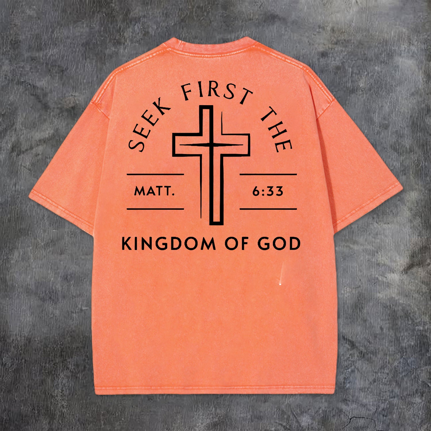 Seek First The Kingdom Of God Printed Oversize Washed T-Shirt