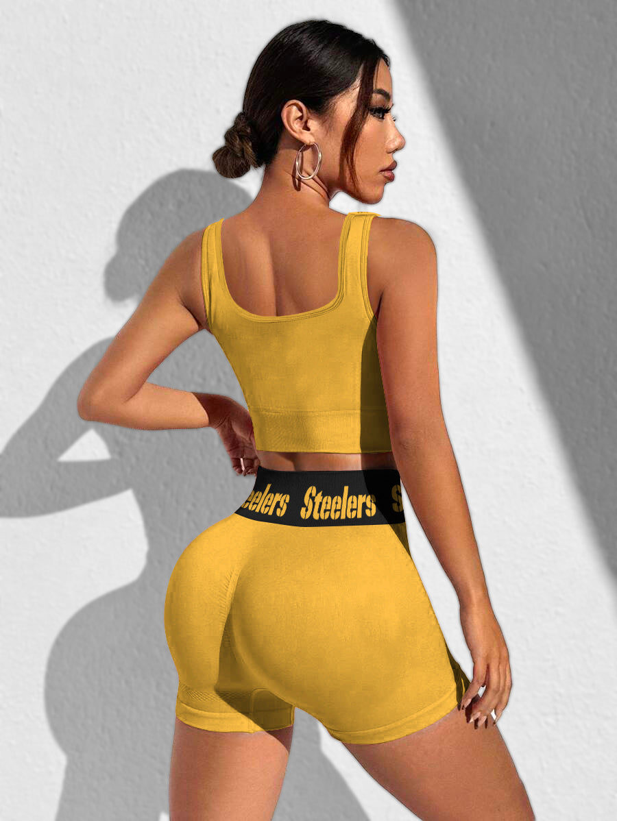 Pittsburgh Steelers Sports Bra & Shorts Gym Set