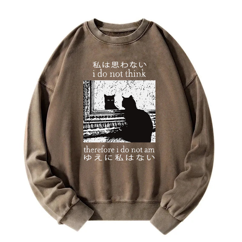 Animescollection Thinking Cat Washed Sweatshirt
