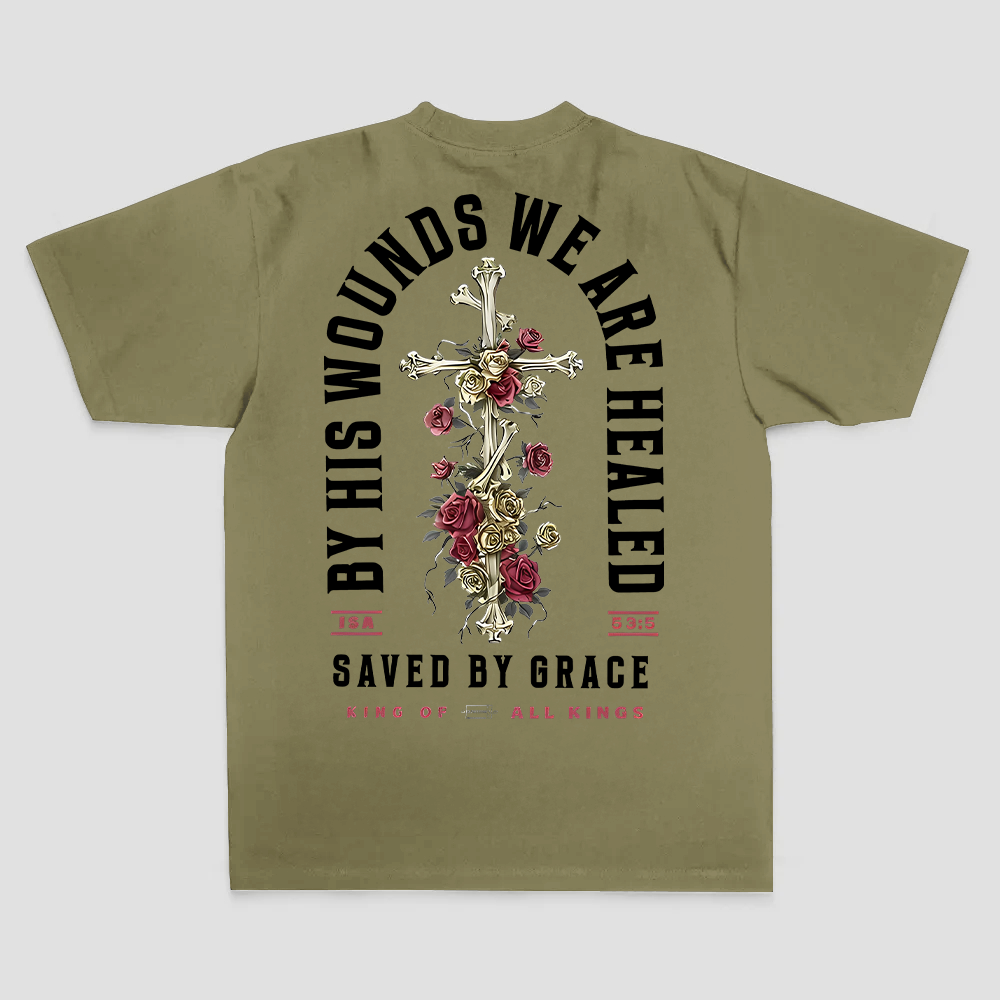 By His Wounds We Are Healed Printed Men's T-shirt