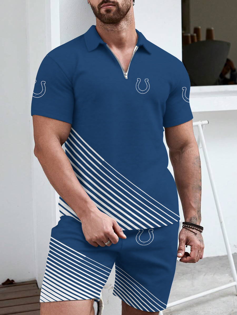 Indianapolis Colts  Limited Edition ZIP Polo Shirt And Shorts Two-Piece Suits