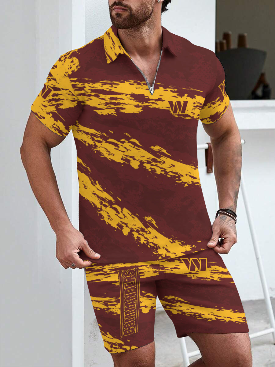 Washington Commanders Limited Edition ZIP Polo Shirt And Shorts Two-Piece Suits