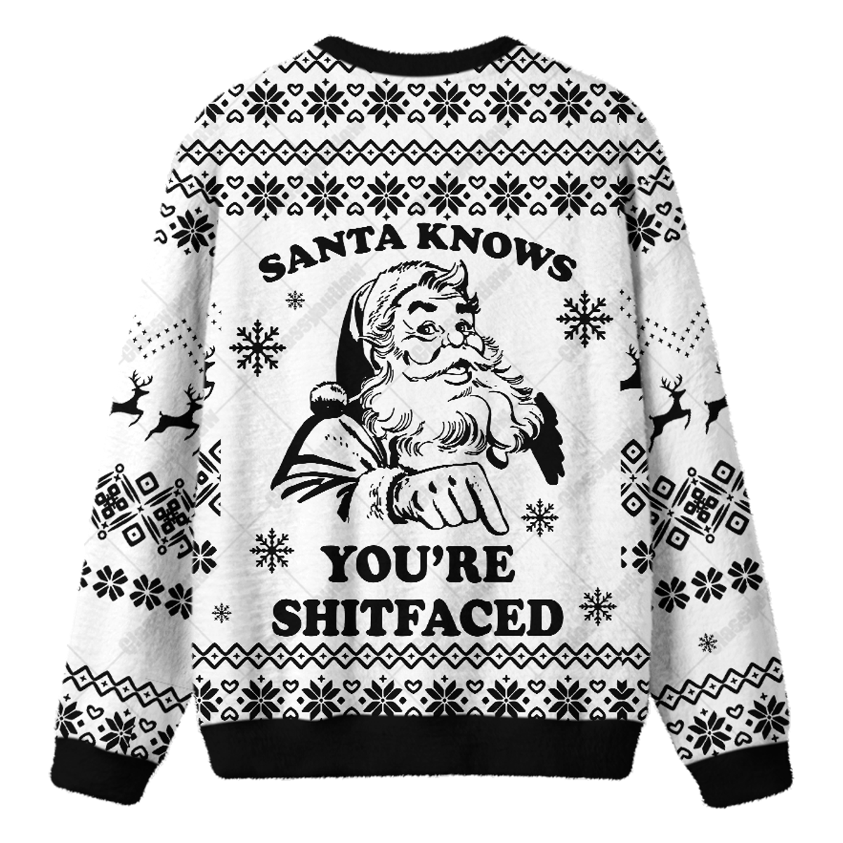 SANTA KNOWS YOU'RE SHITFACED UGLY CHRISTMAS SWEATSHIRT — image 2