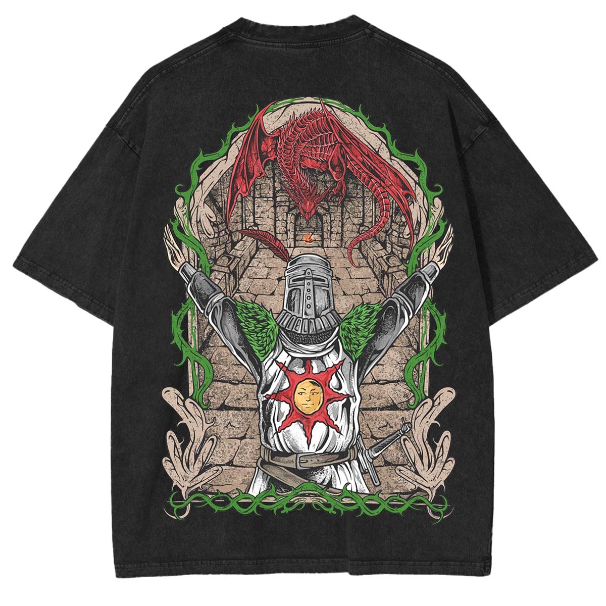 Solaire of Astora Vintage Unisex Washed  T-shirt