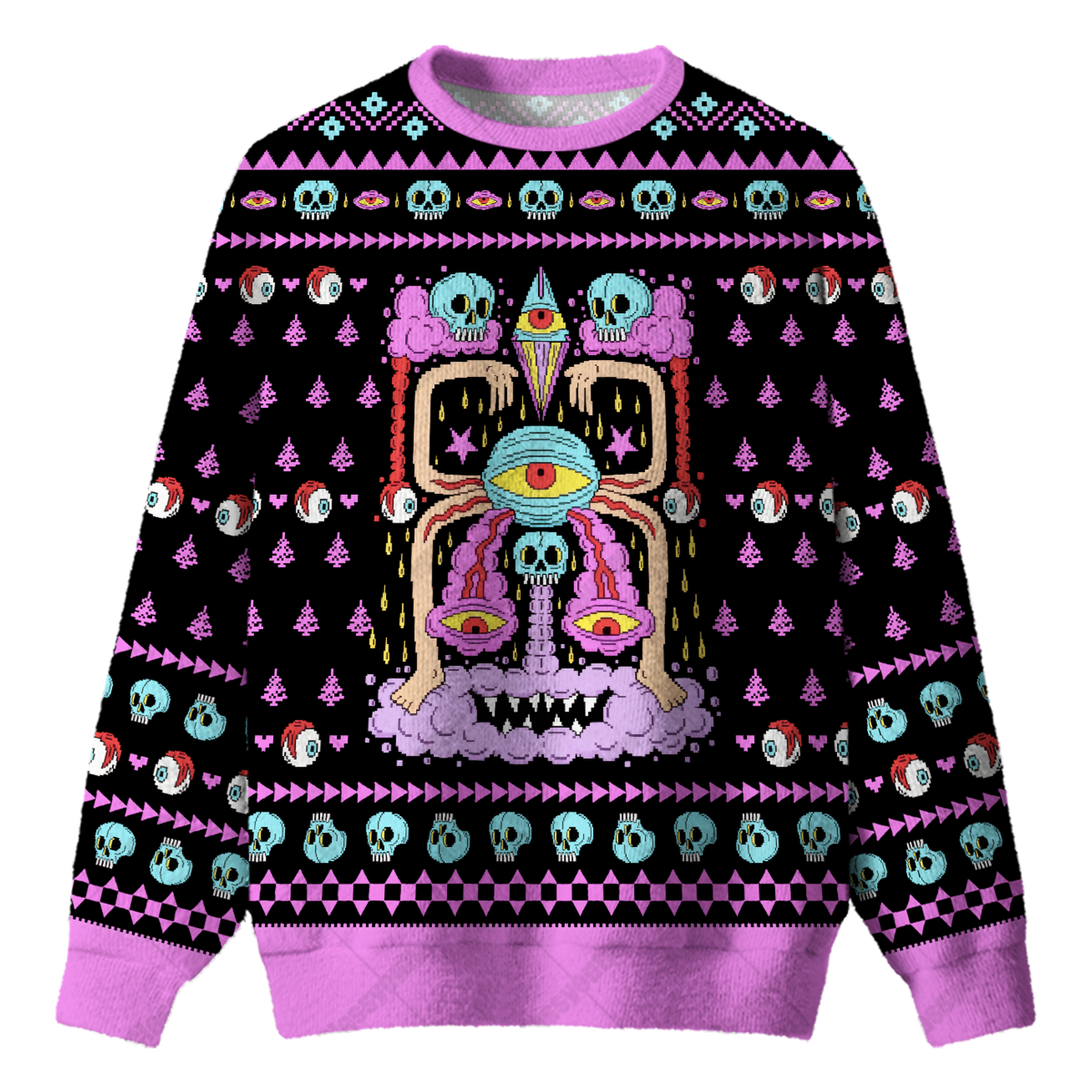 SKULL AND EYEBALL UGLY CHRISTMAS SWEATSHIRT — image 1