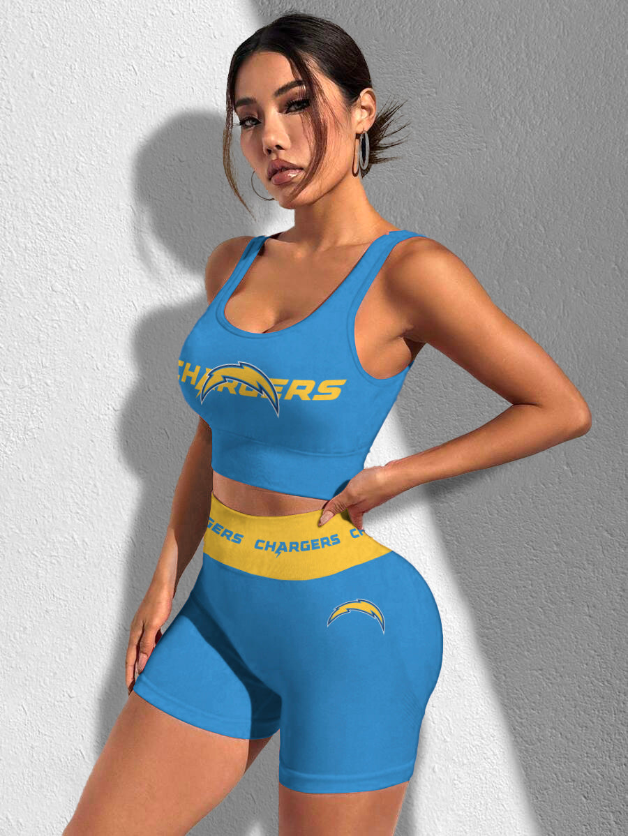 Los Angeles Chargers Sports Bra & Shorts Gym Set