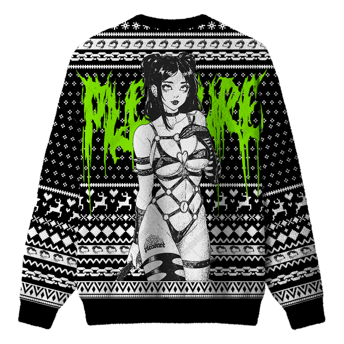 NEON LEATHER GIRL UGLY CHRISTMAS SWEATSHIRT — image 2
