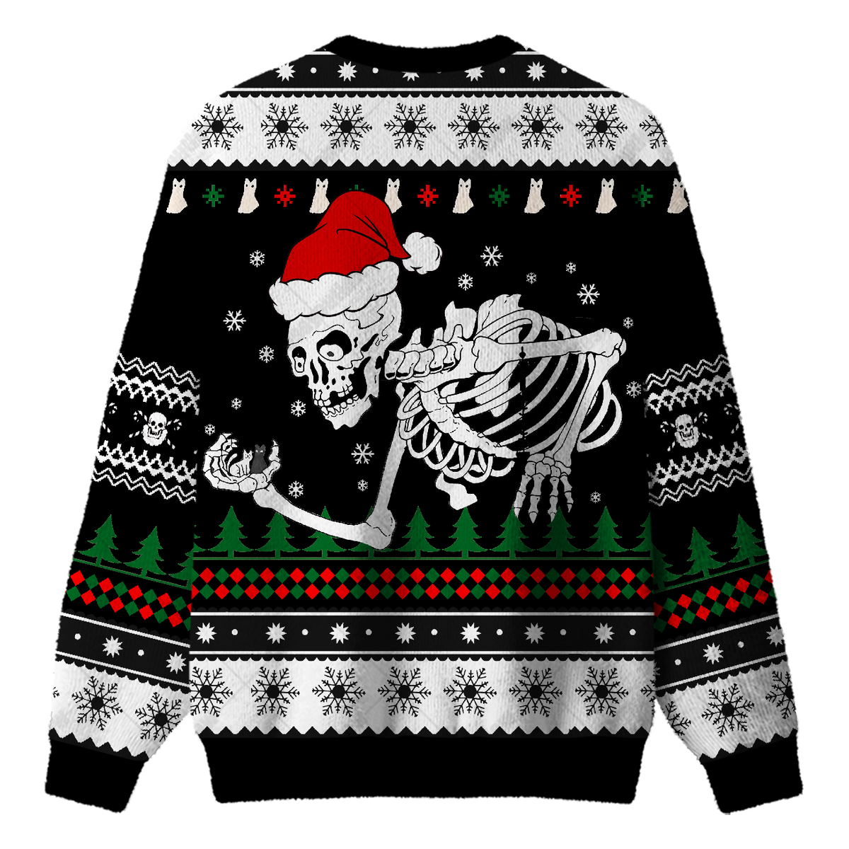 CHRISTMAS SKELETON WITH CAT UGLY CHRISTMAS SWEATSHIRT — image 2