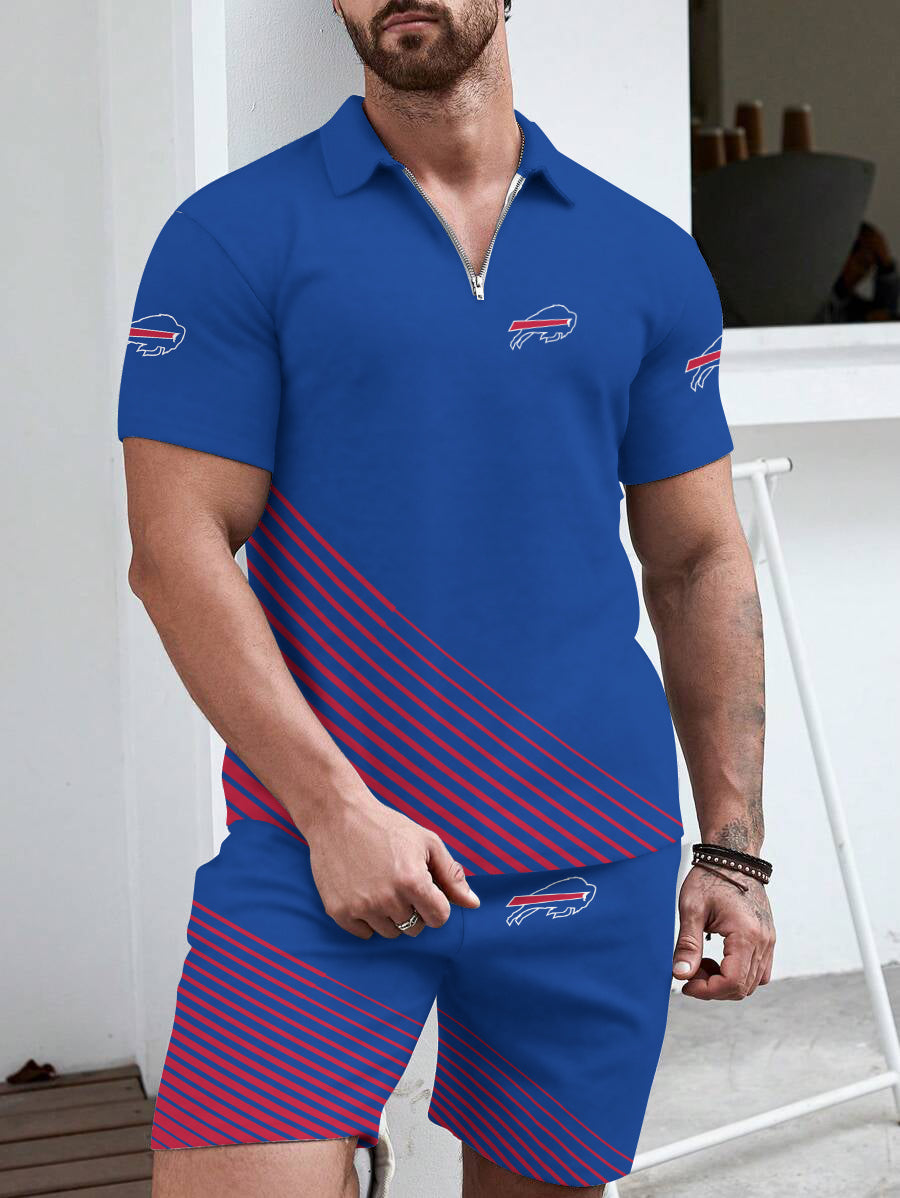 Buffalo Bills Limited Edition ZIP Polo Shirt And Shorts Two-Piece Suits