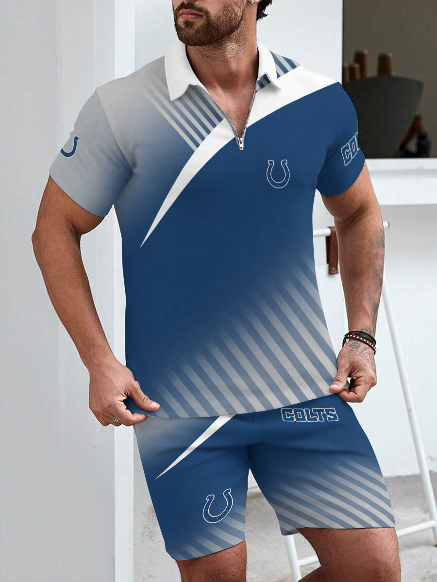 Indianapolis Colts Limited Edition ZIP Polo Shirt And Shorts Two-Piece Suits
