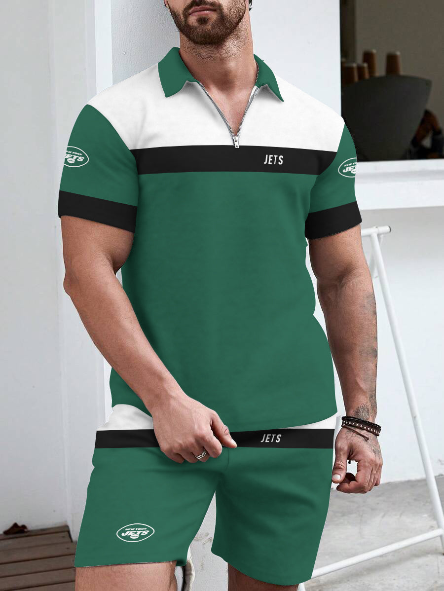 New York Jets  Limited Edition ZIP Polo Shirt And Shorts Two-Piece Suits