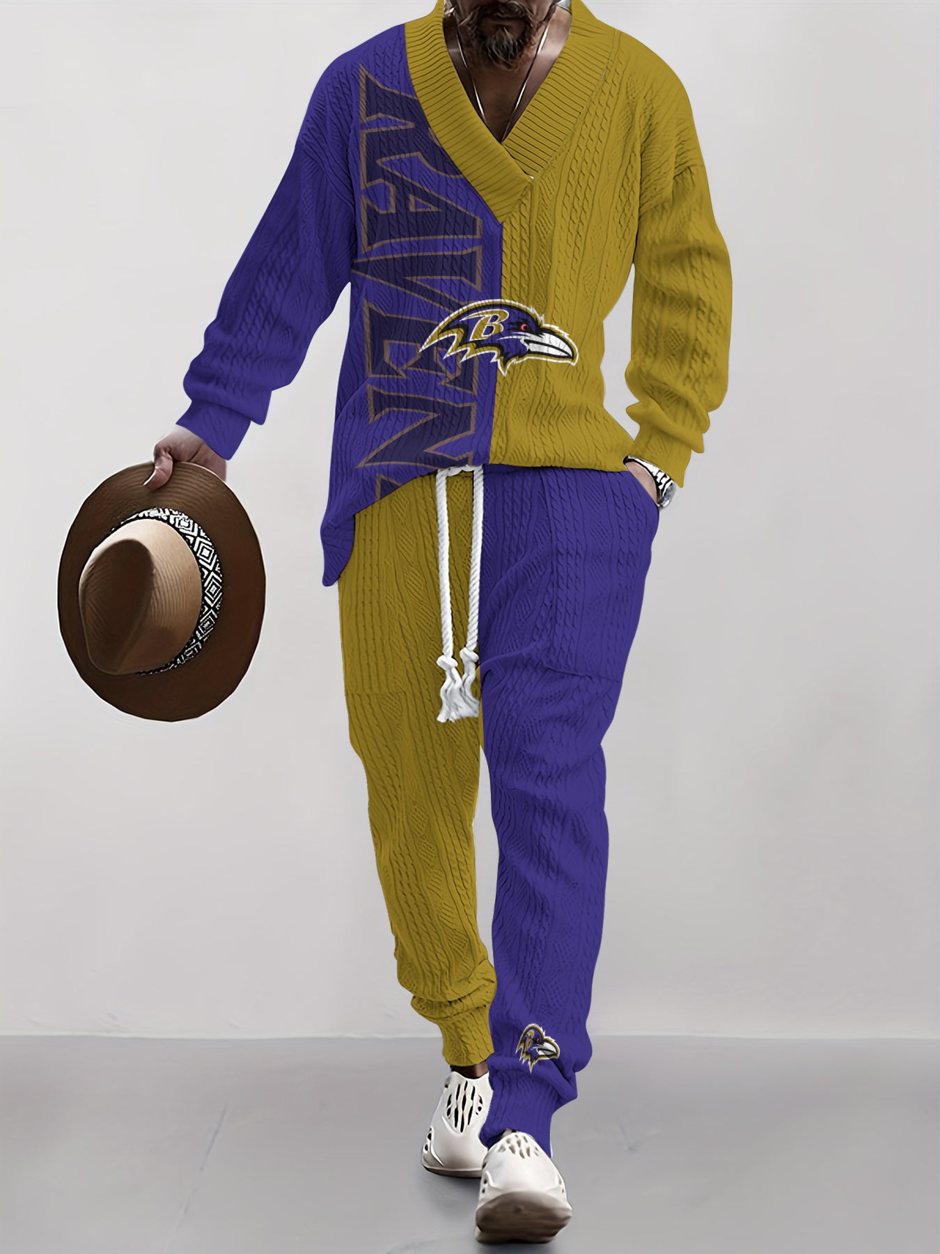 Baltimore Ravens  Classic All-Season Long Sleeve V-Neck Pullover Sweater