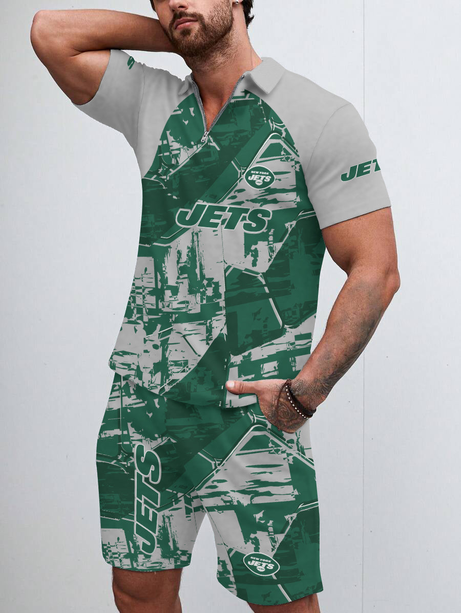 New York Jets Limited Edition ZIP Polo Shirt And Shorts Two-Piece Suits