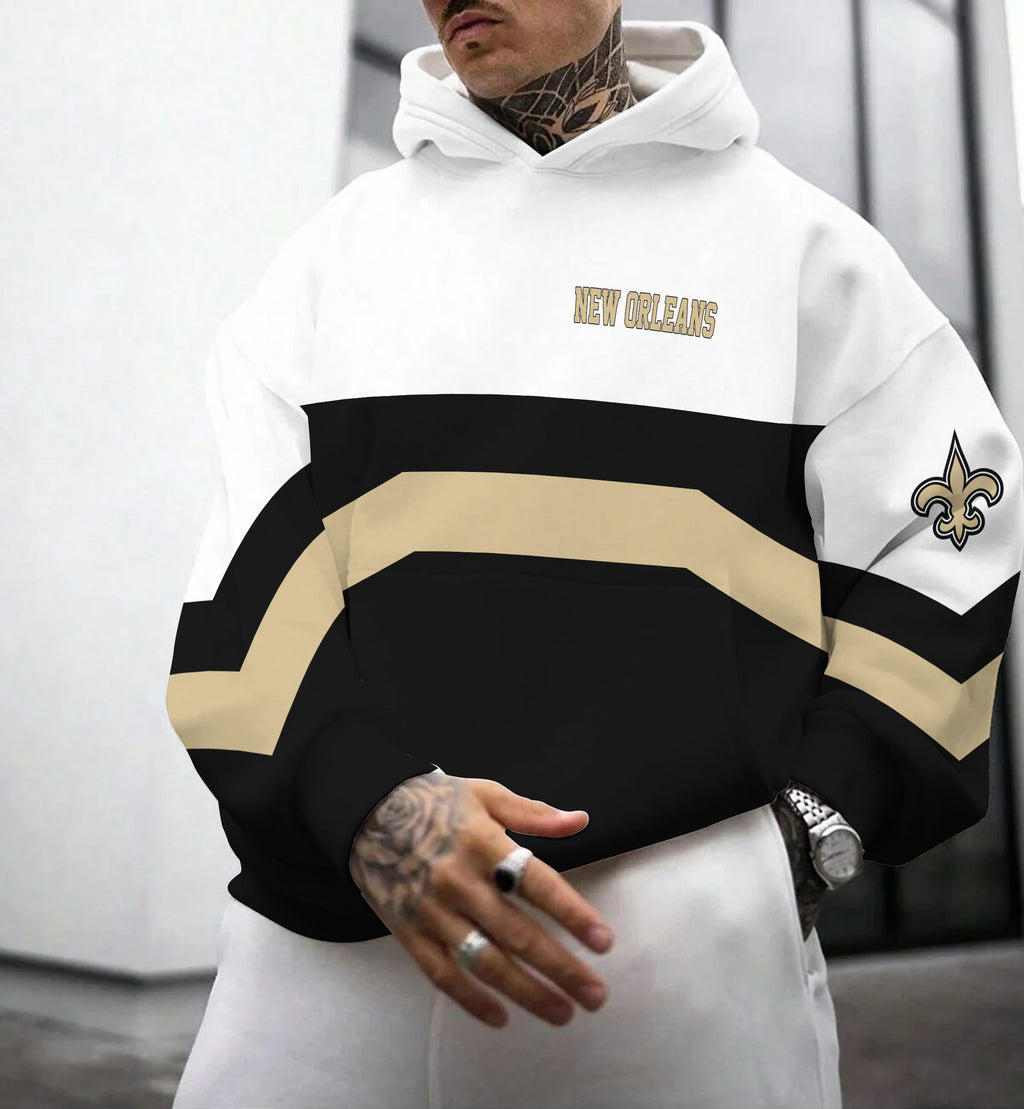 New Orleans Saints Printed Hooded Pocket Pullover Hoodie