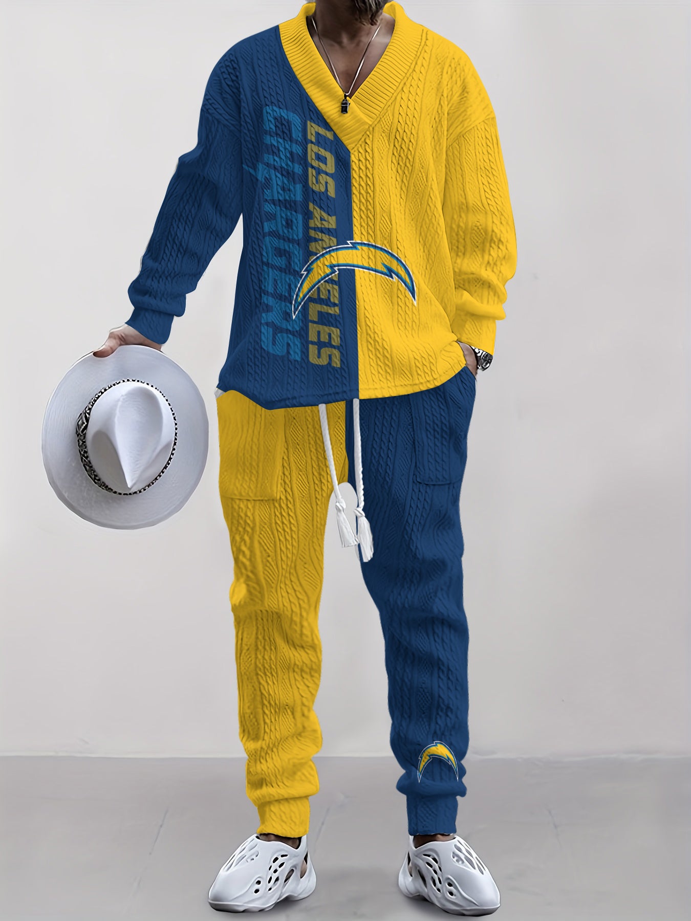 Los Angeles Chargers  Classic All-Season Long Sleeve V-Neck Pullover Sweater