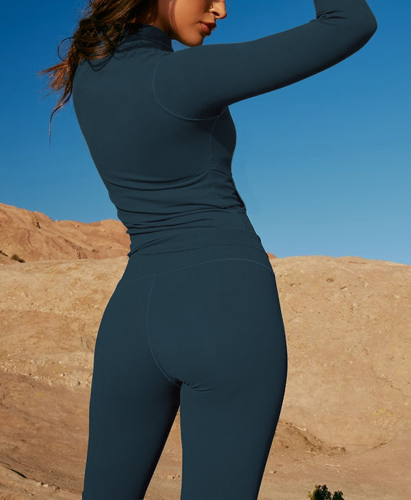 Houston Texans  2 Piece Workout  Sets :Sculpt High Waist Gym Leggings & long Sleeve Sports Top