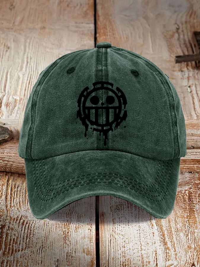 Unisex Distressed Washed Cotton Smiley Hat