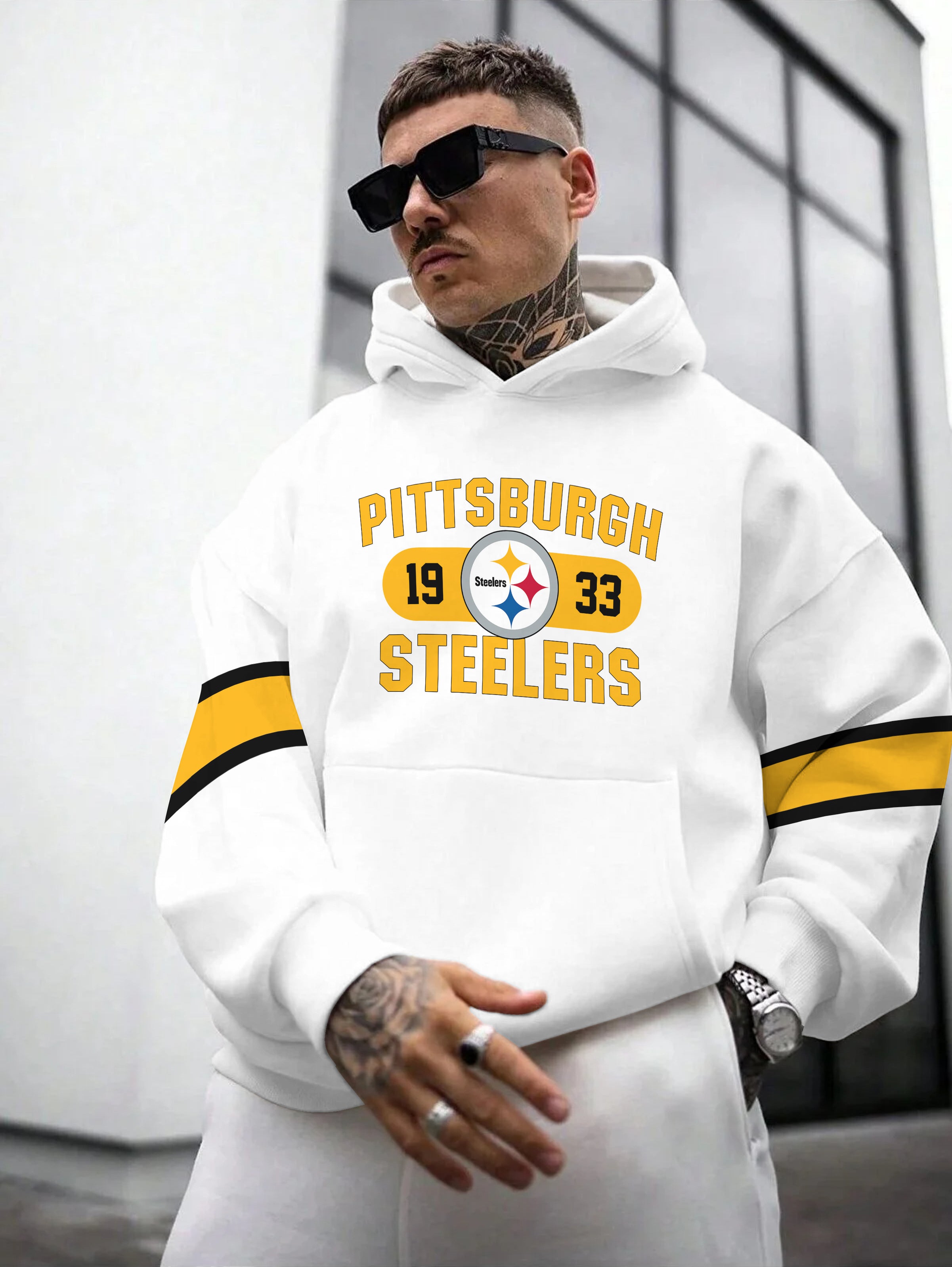 Pittsburgh Steelers Printed Hooded Pocket Pullover Hoodie
