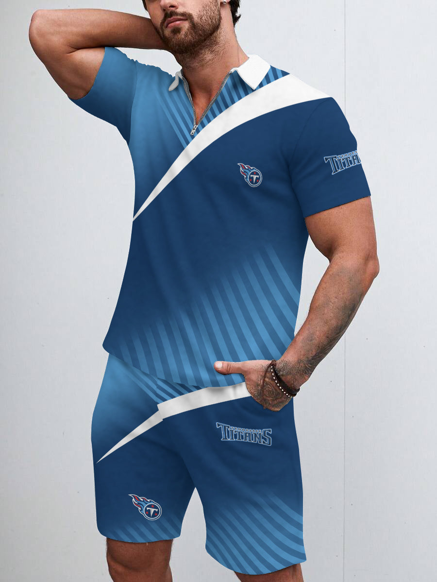 Tennessee Titans Limited Edition ZIP Polo Shirt And Shorts Two-Piece Suits