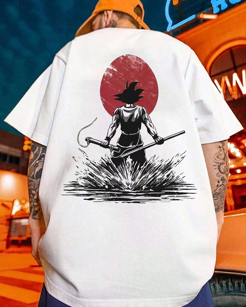 Unisex Anime Goku Silhouette Print T-Shirt