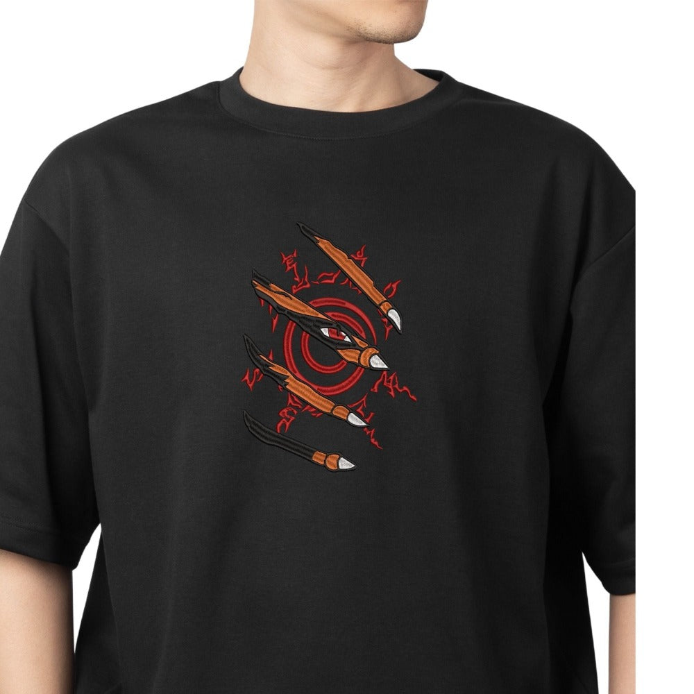 NARUTO SEAL CLAW Embroidered T-shirt