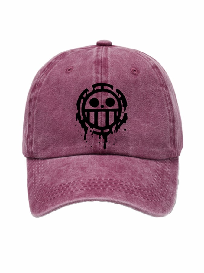 Unisex Distressed Washed Cotton Smiley Hat