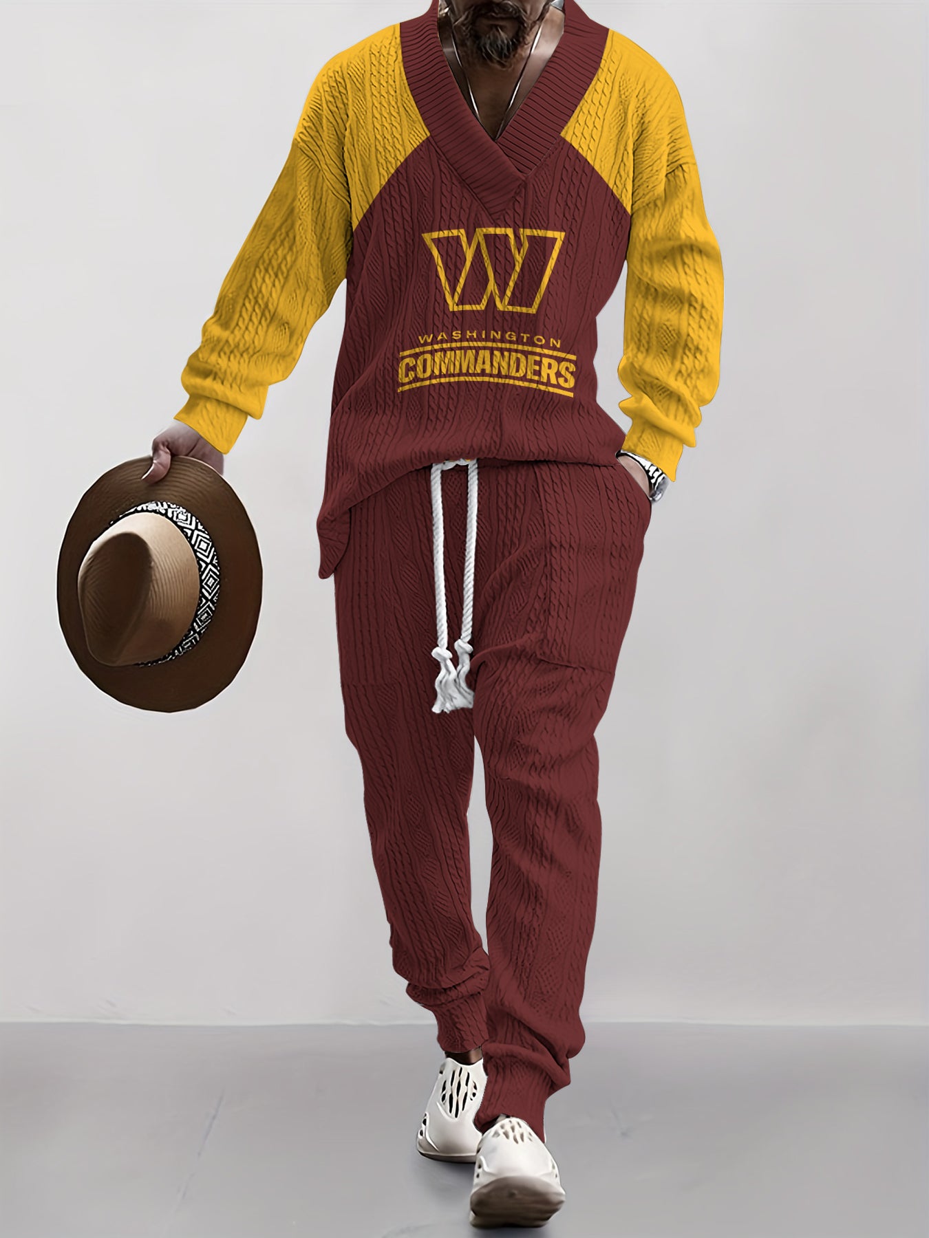 Washington Commanders Classic  All-Season Long Sleeve V-Neck Pullover Sweater