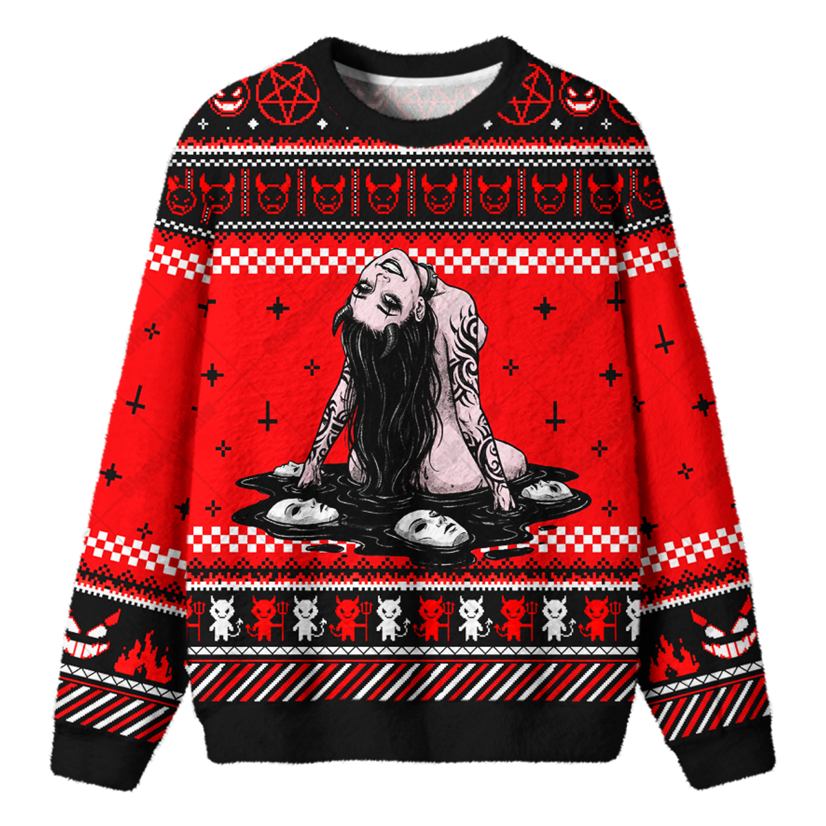 LONG-HAIRED GIRL WITH DESIRES UGLY CHRISTMAS SWEATSHIRT — image 1