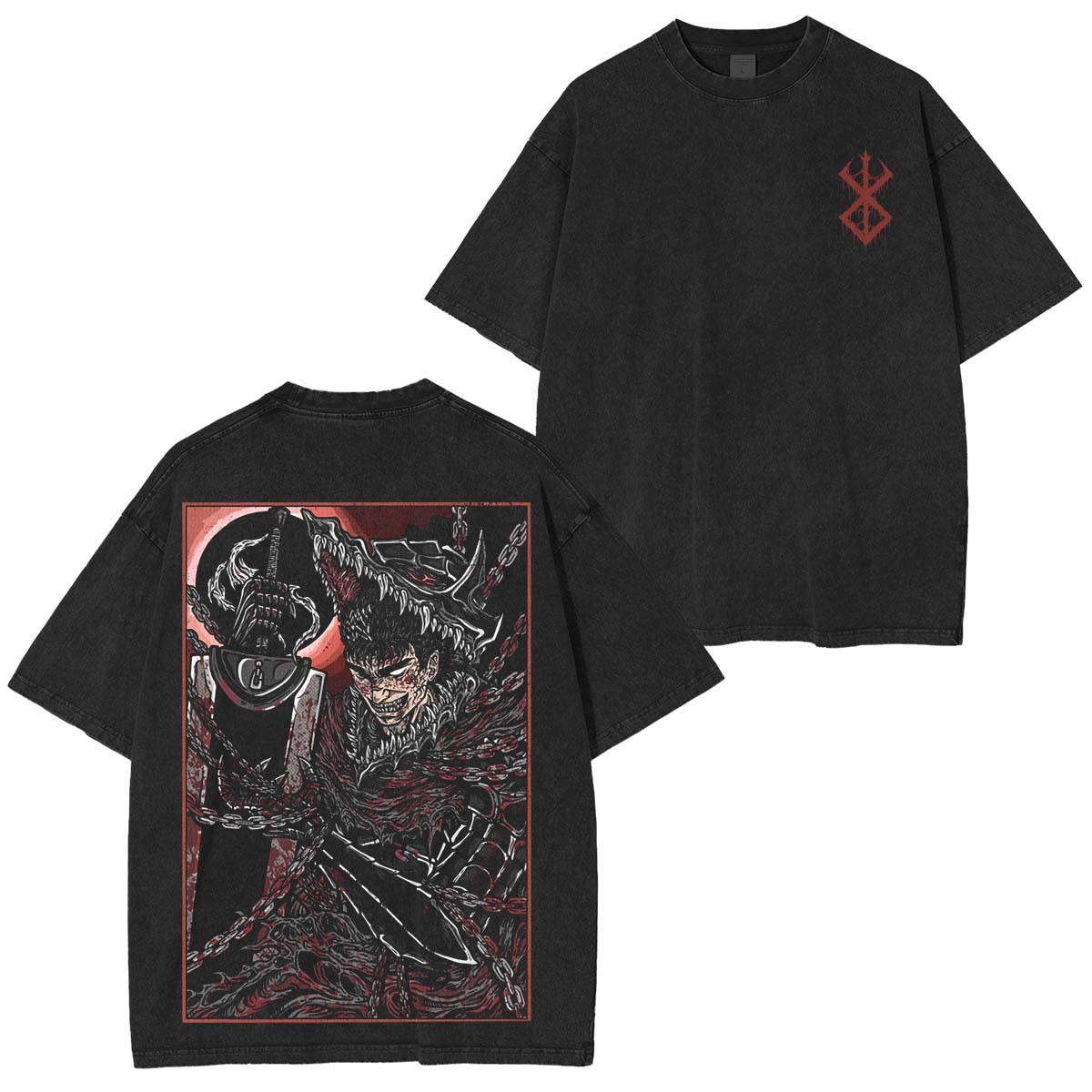 Berserk Guts Rage Grim Double-Sided Unisex Washed T-Shirt