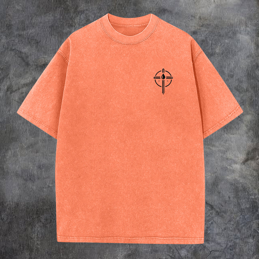 Seek First The Kingdom Of God Printed Oversize Washed T-Shirt