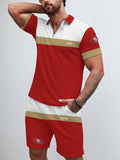 San Francisco 49ers  Limited Edition ZIP Polo Shirt And Shorts Two-Piece Suits