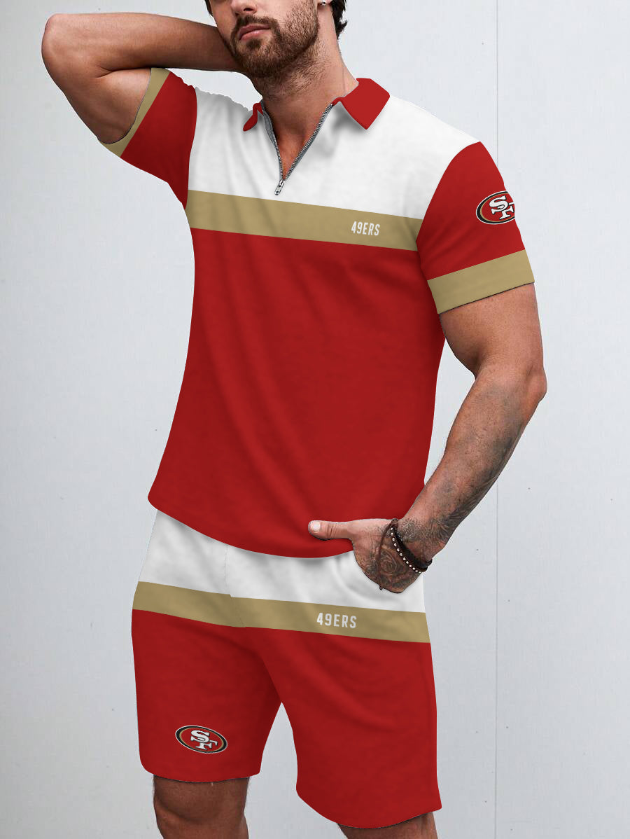 San Francisco 49ers  Limited Edition ZIP Polo Shirt And Shorts Two-Piece Suits