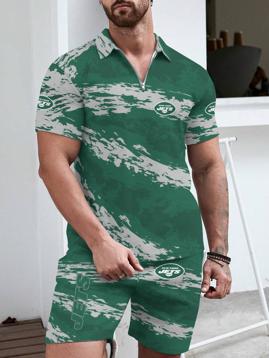 New York Jets Limited Edition ZIP Polo Shirt And Shorts Two-Piece Suits