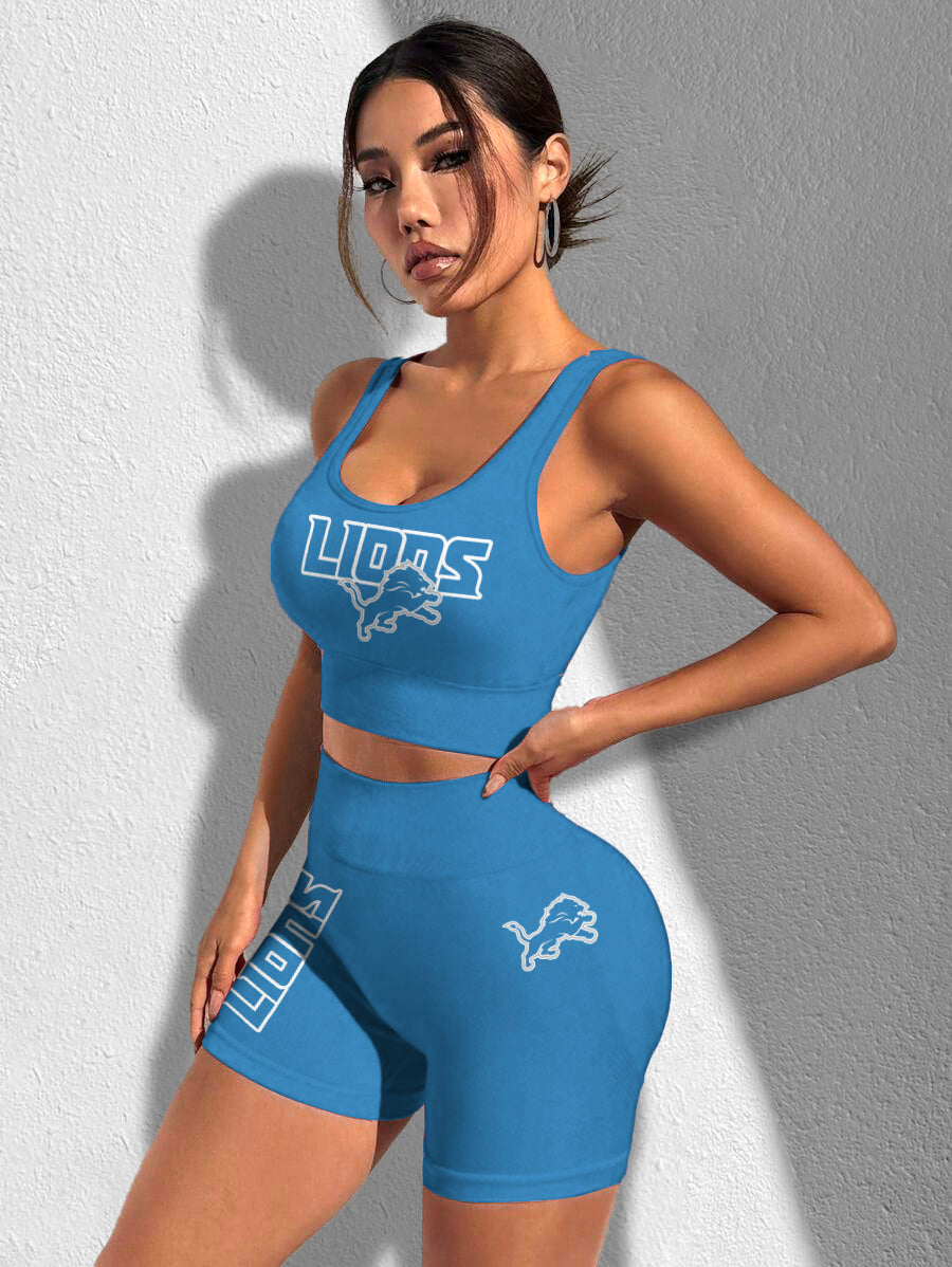 Detroit Lions Sports Bra & Shorts Gym Set