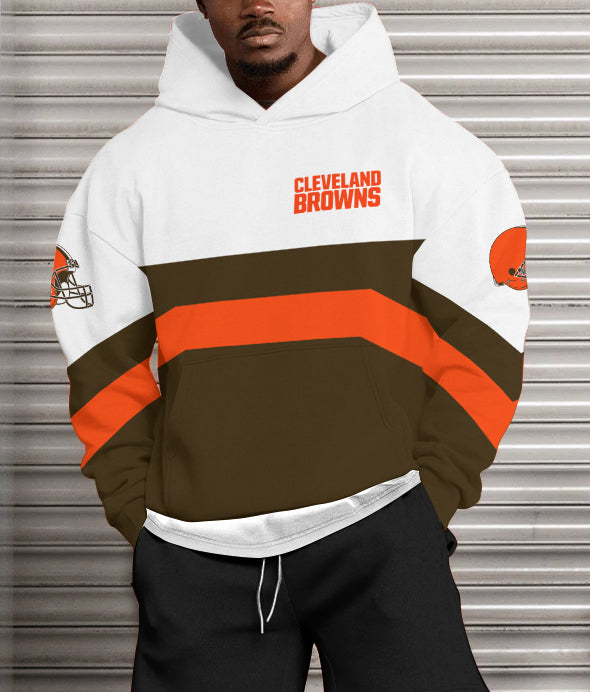 Cleveland Browns Printed Hooded Pocket Pullover Hoodie