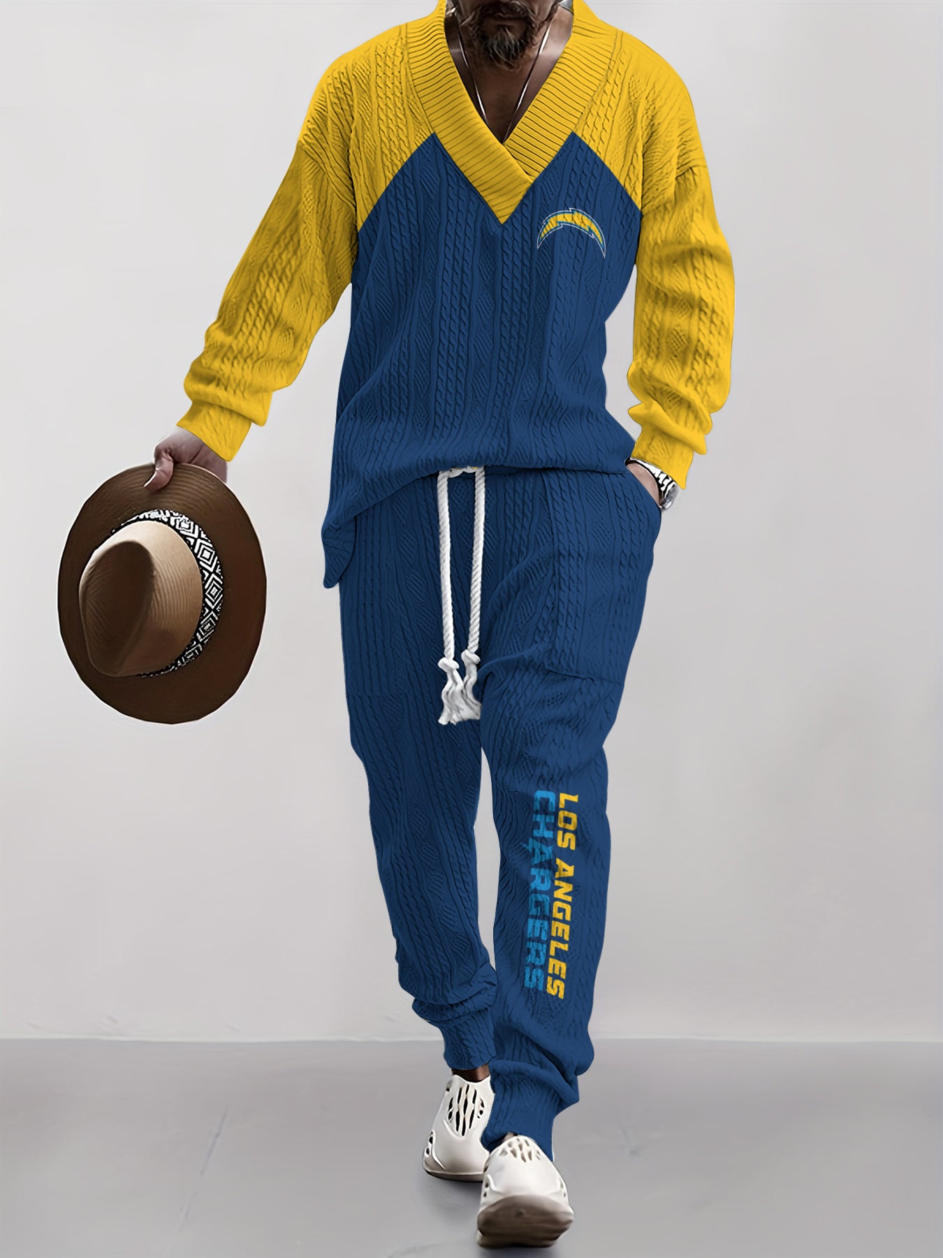 Los Angeles Chargers Classic  All-Season Long Sleeve V-Neck Pullover Sweater