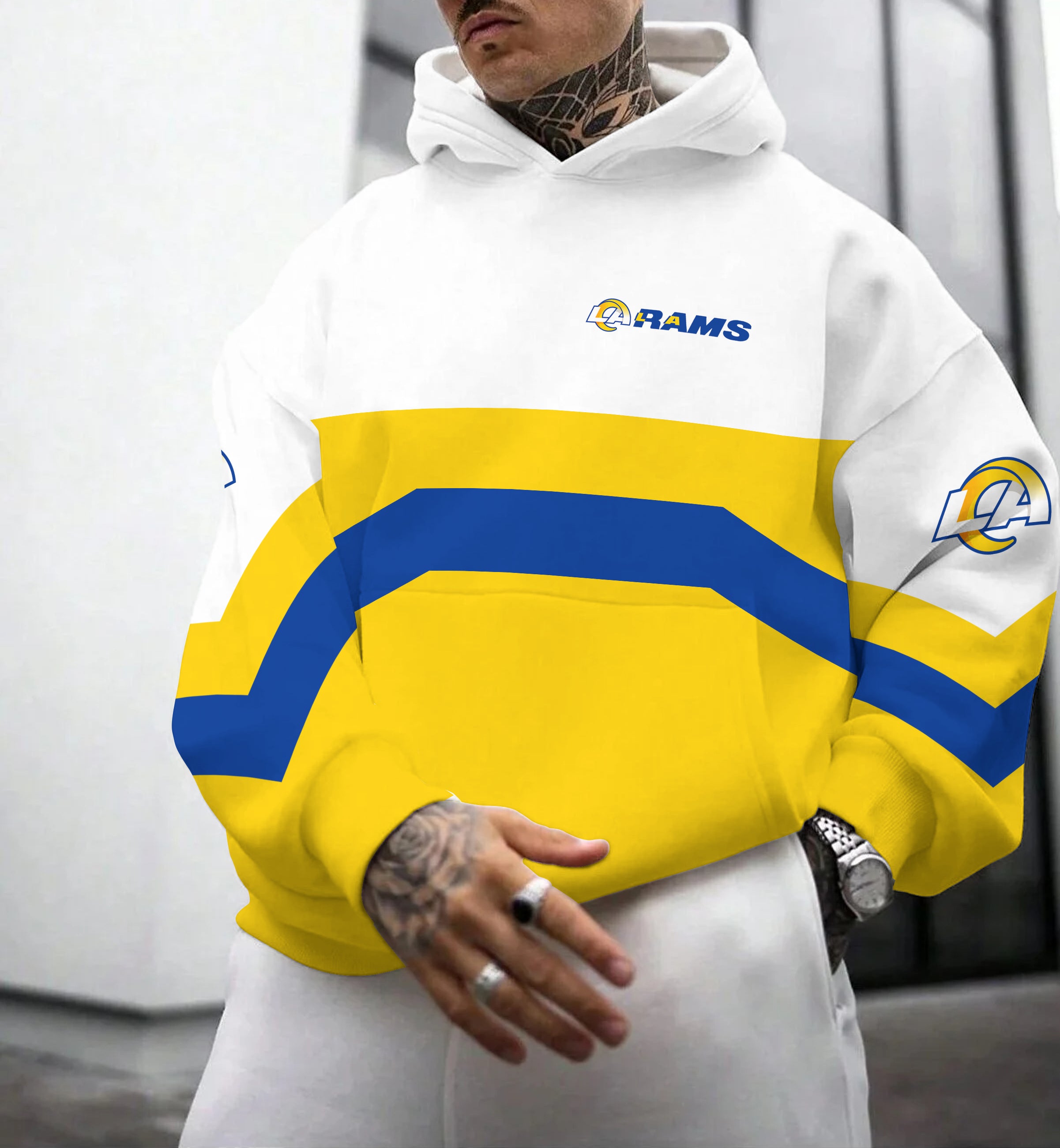 Los Angeles Rams Printed Hooded Pocket Pullover Hoodie