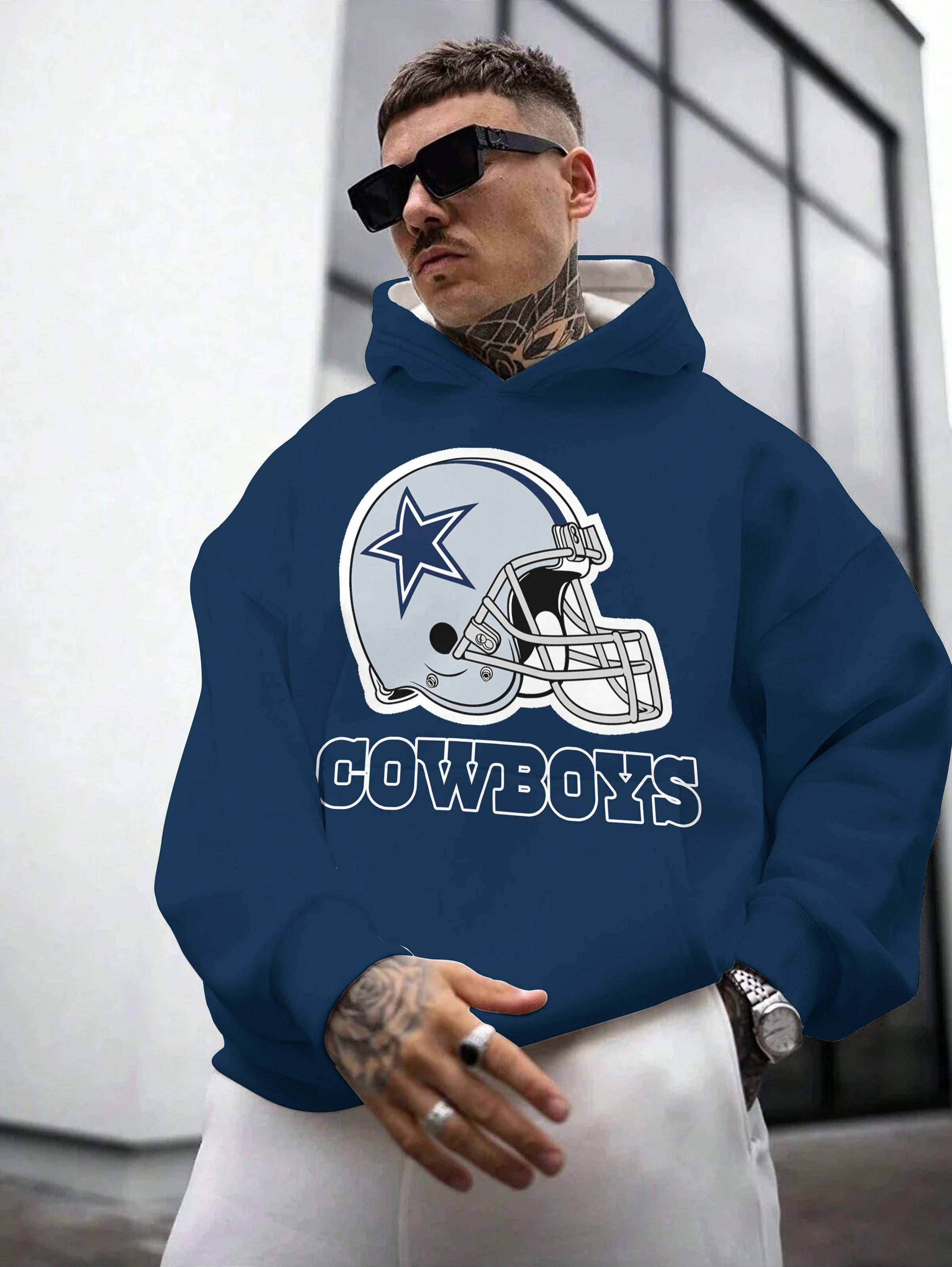 Dallas Cowboys Printed Hooded Pocket Pullover Hoodie