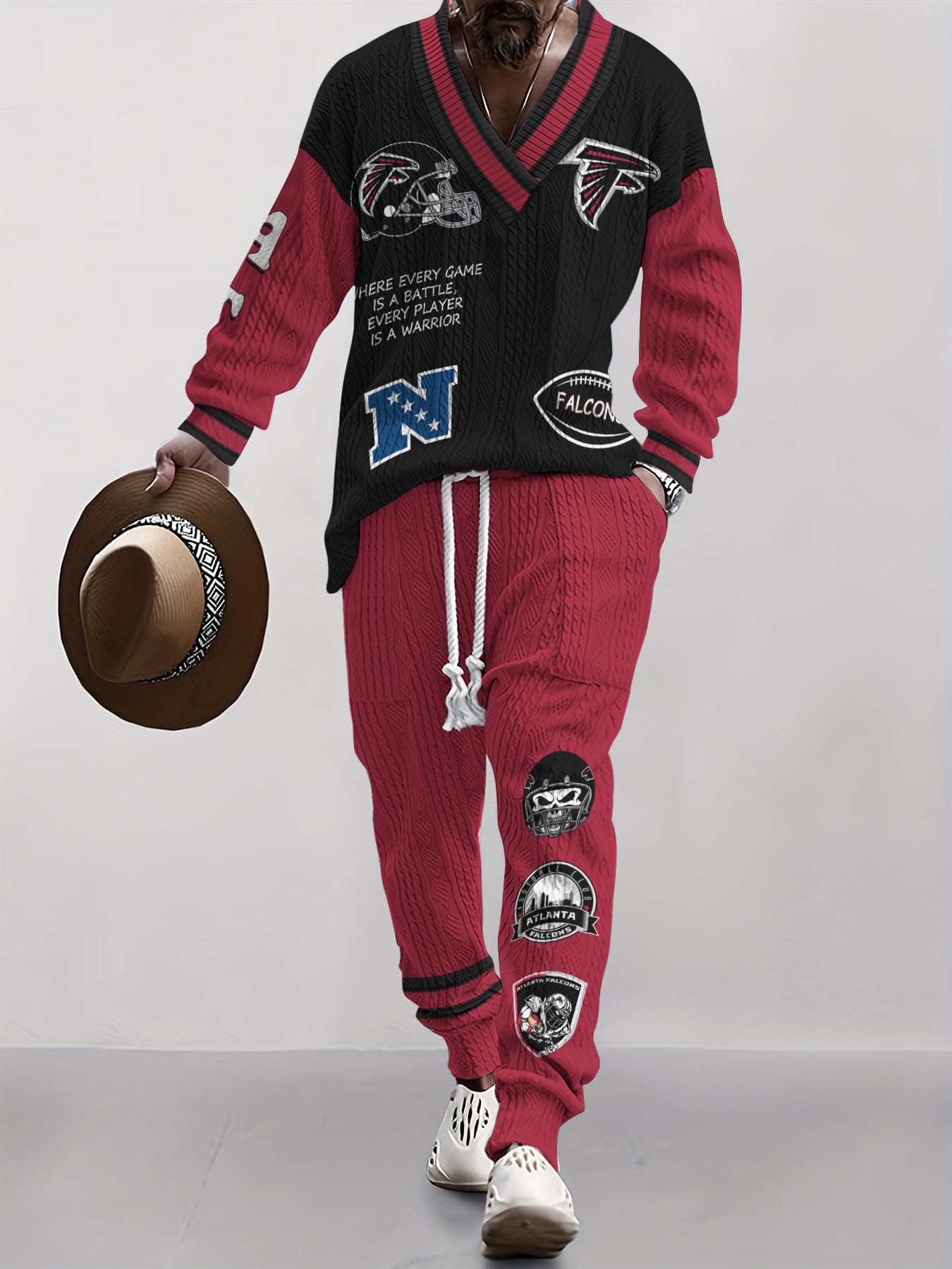 Atlanta Falcons  Classic All-Season Long Sleeve V-Neck Pullover Sweater