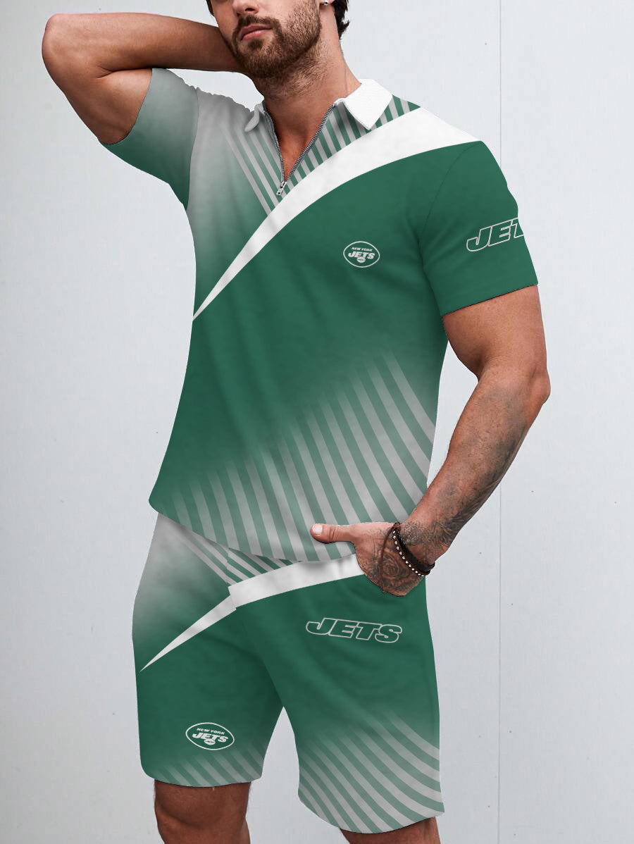 New York Jets Limited Edition ZIP Polo Shirt And Shorts Two-Piece Suits