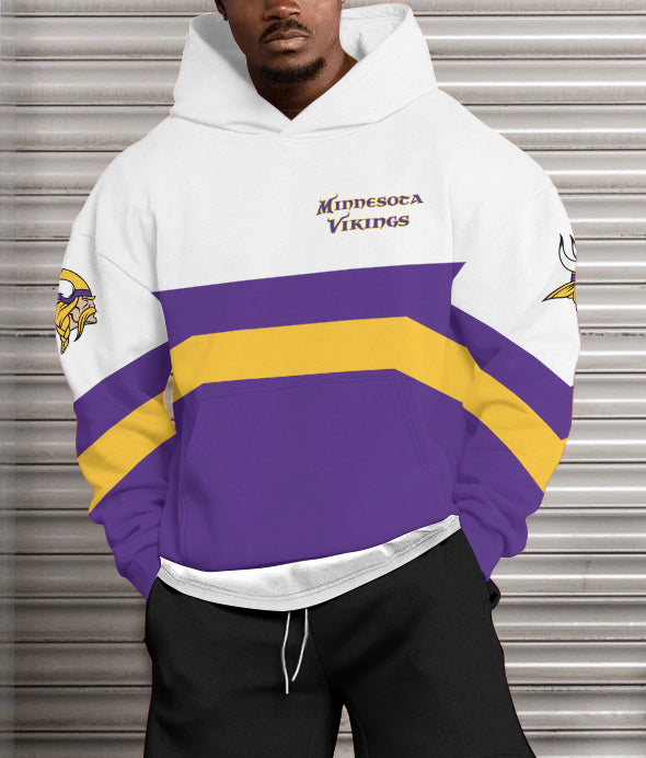 Minnesota Vikings  Printed Hooded Pocket Pullover Hoodie