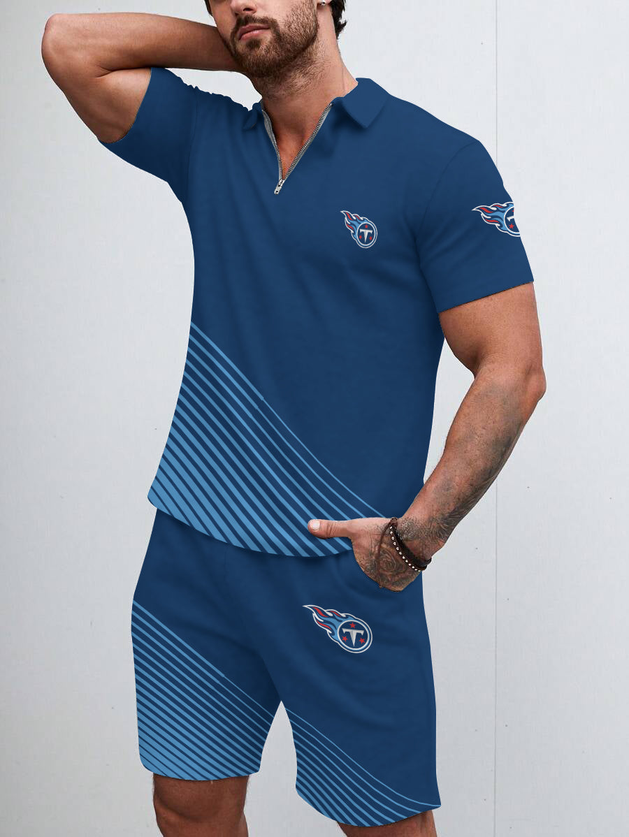 Tennessee Titans Limited Edition ZIP Polo Shirt And Shorts Two-Piece Suits