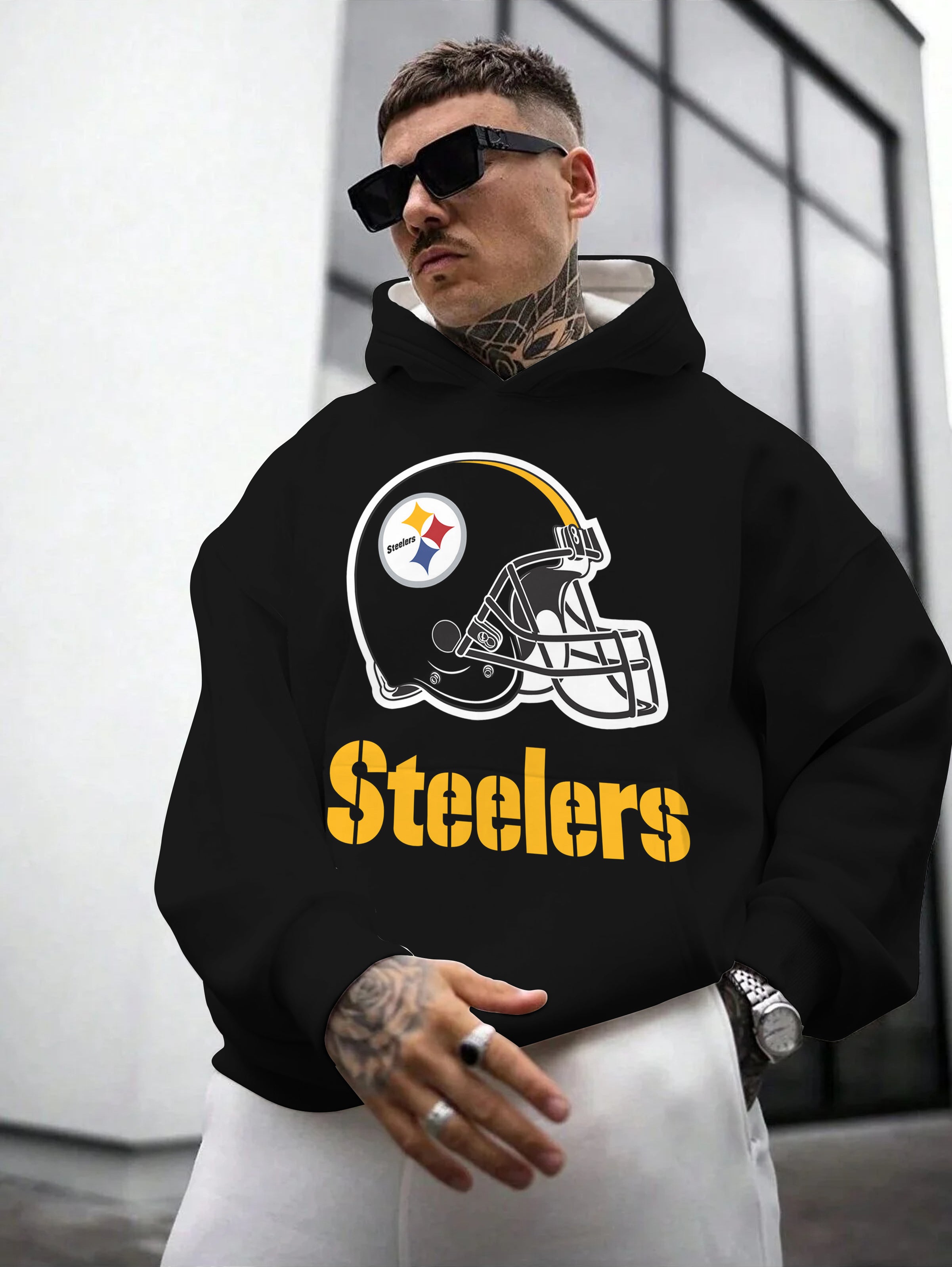 Pittsburgh Steelers Printed Hooded Pocket Pullover Hoodie