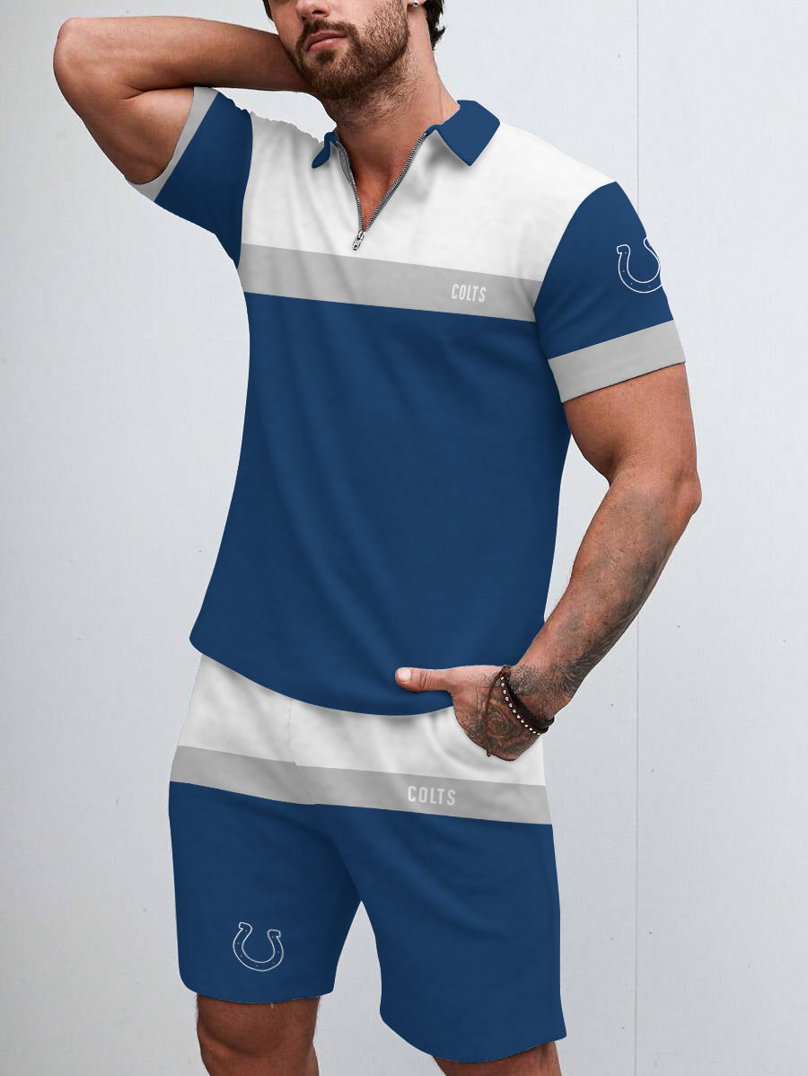 Indianapolis Colts  Limited Edition ZIP Polo Shirt And Shorts Two-Piece Suits